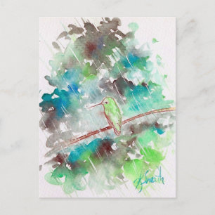 Rainy Day Hummingbird Postkarte