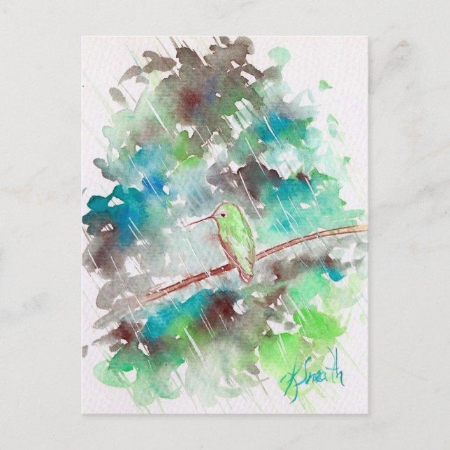 Rainy Day Hummingbird Postkarte (Vorderseite)