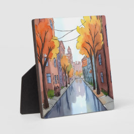 Rainy Day in Boston | Aquarellmalerei MA Art: Fotoplatte