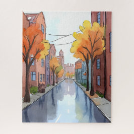 Rainy Day in Boston | Watercolor MA Travel Art Puzzle
