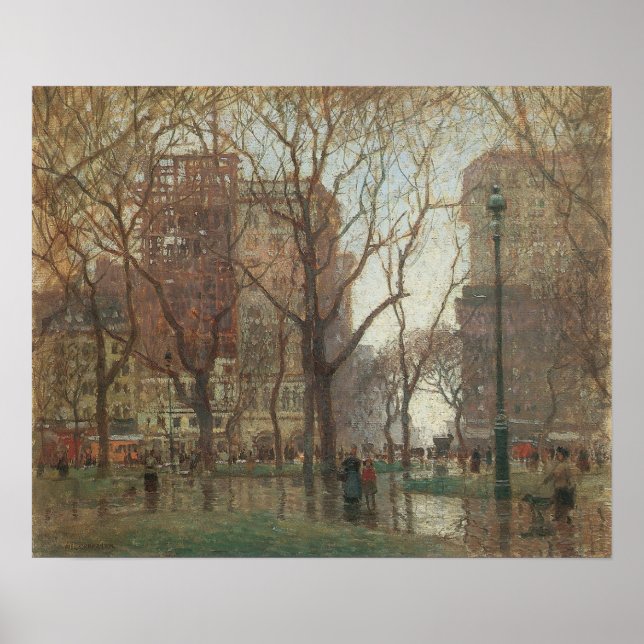 Rainy Day, Madison Square, New York, Paul Cornoyer Poster (Vorne)