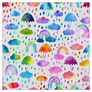 Rainy Day Rainbows Watercolor Regenschirm Stoff
