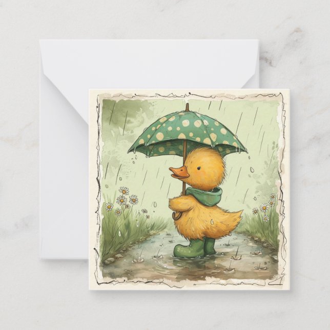 Rainy Day Roundup: Adorable Duckling Greetings Mitteilungskarte (Vorderseite)