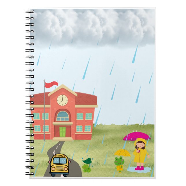 Rainy Day School Adventure with Frogs Notizblock (Vorderseite)