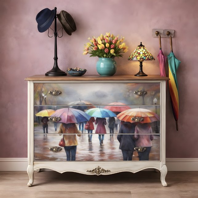 Rainy Day Umbrellas Decoupage Seidenpapier (Rainy Day Umbrellas Decoupage Tissue Paper)