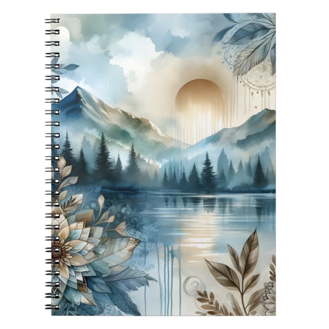 Rainy Day Watercolor Berg Rustikales Boho Notizblock (Vorderseite)