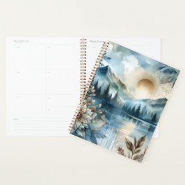 Rainy Day Watercolor Berg Rustikales Boho Planer