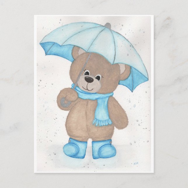 Rainy Daze Teddy Bear Postkarte (Vorderseite)