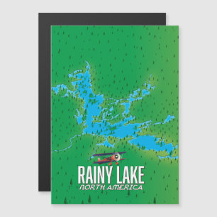 Rainy Lake North American Lake Map Magnetkarte