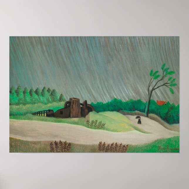 Rainy Morning Henri Rousseau, Vintage Kunst Poster (Vorne)