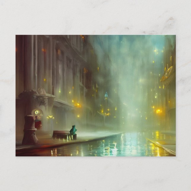 Rainy Night in the City Postcard Postkarte (Vorderseite)
