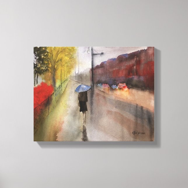 RAINY PARIS WATERCOLOR CANVAS DRINT LEINWANDDRUCK (Vorderseite)