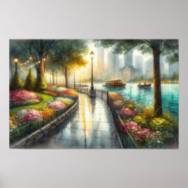 Rainy Park Scene Poster
