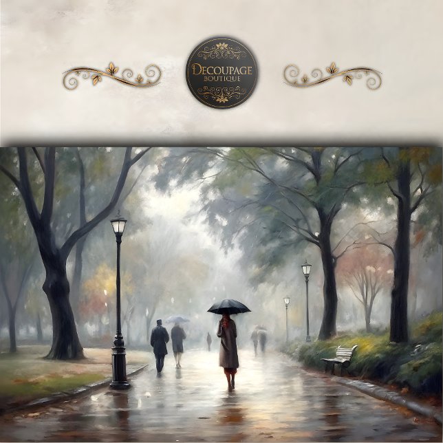Rainy Park Seidenpapier (Rainy Park Stroll Decoupage Tissue Paper)
