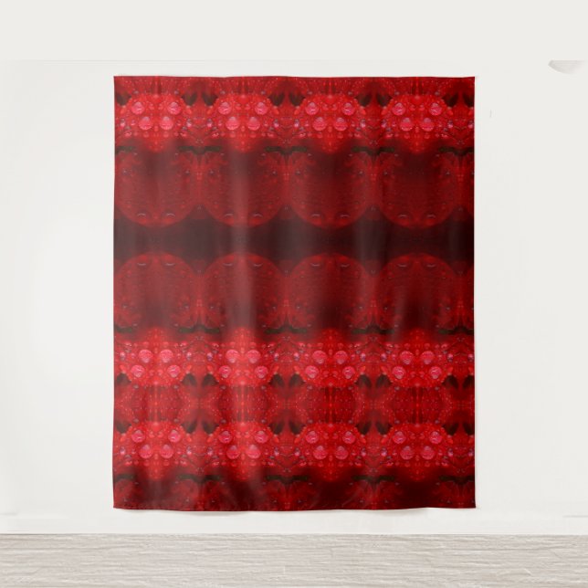 Rainy Red Dianthus Ikat Too Wandteppich (Vorderseite)