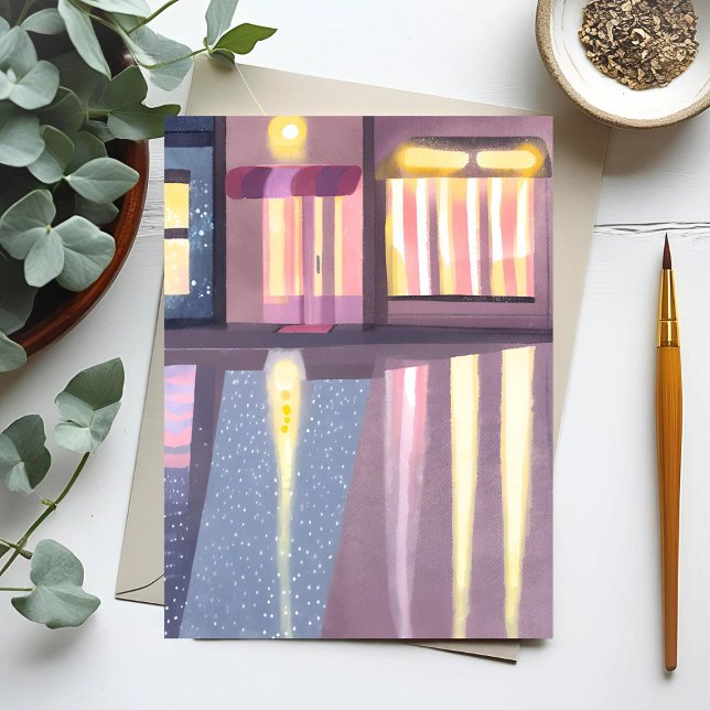 Rainy Reflections | Lofi Contemporary Watercolor Postkarte (Von Creator hochgeladen)