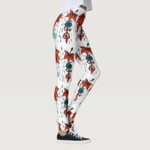 Rainy Reflections - Terracotta & Aquamarin Traditi Leggings