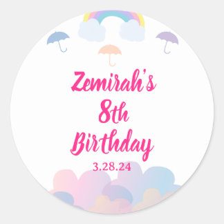 Rainy Season - Pastel Umbrella und Wolken Runder Aufkleber