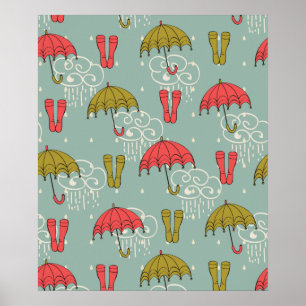 Rainy Season Umbrella Design Poster