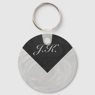 Rainy Sky Gray und Black Monogram Schlüsselanhänger