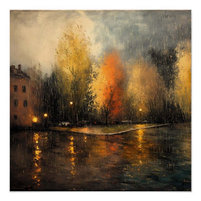 Rainy town abstrakt Ai art Poster (Vorderseite)