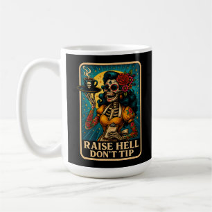 Raise Hell Skeleton Waitress Retro Kaffeetasse