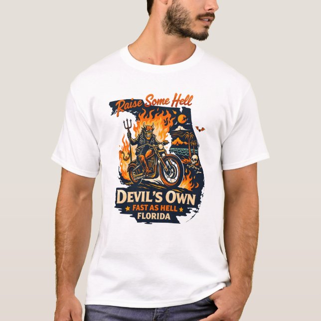 Raise Some Hell Vintage Biker Design T-Shirt (Vorderseite)