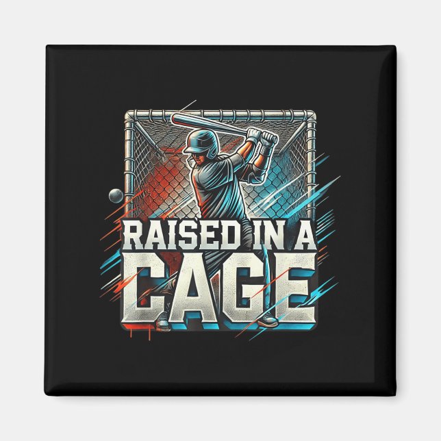 Raised In A Cage Baseball Training, Batting Cage D Magnet (Vorne)
