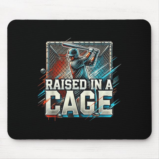 Raised In A Cage Baseball Training, Batting Cage D Mousepad (Vorne)
