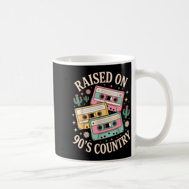 Raised On 90's Country Music Retro Cette Design  Kaffeetasse (Rechts)