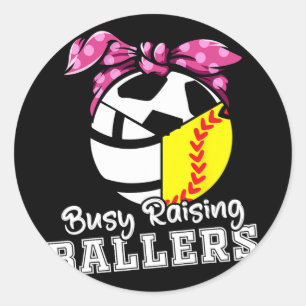 Raising Ballers - Funny Softball Volleyball Soccer Runder Aufkleber