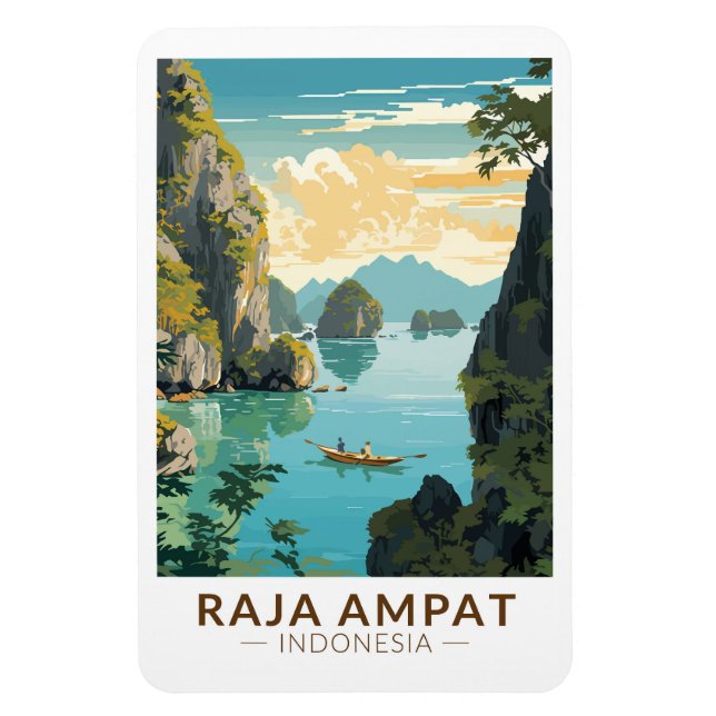 Raja Ampat Indonesia Boat Travel Art Vintag Magnet (Vertikal)