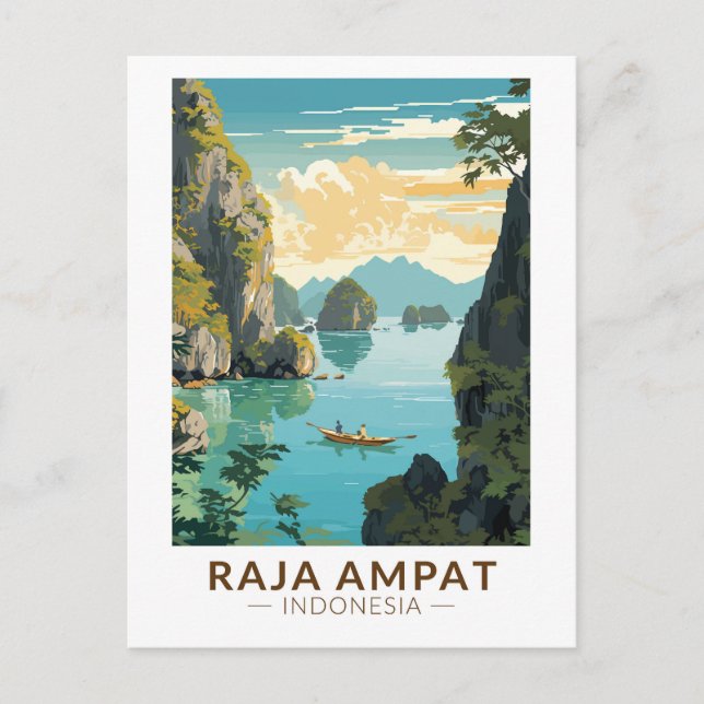 Raja Ampat Indonesia Boat Travel Art Vintag Postkarte (Vorderseite)