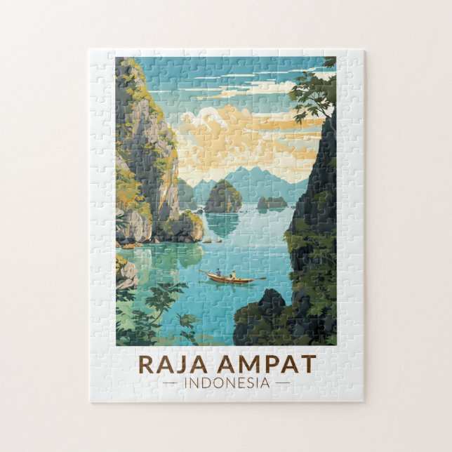 Raja Ampat Indonesia Boat Travel Art Vintag Puzzle (Vertikal)