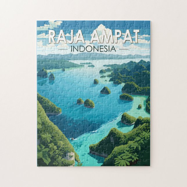 Raja Ampat Indonesia Reisen Art Vintag Puzzle (Vertikal)