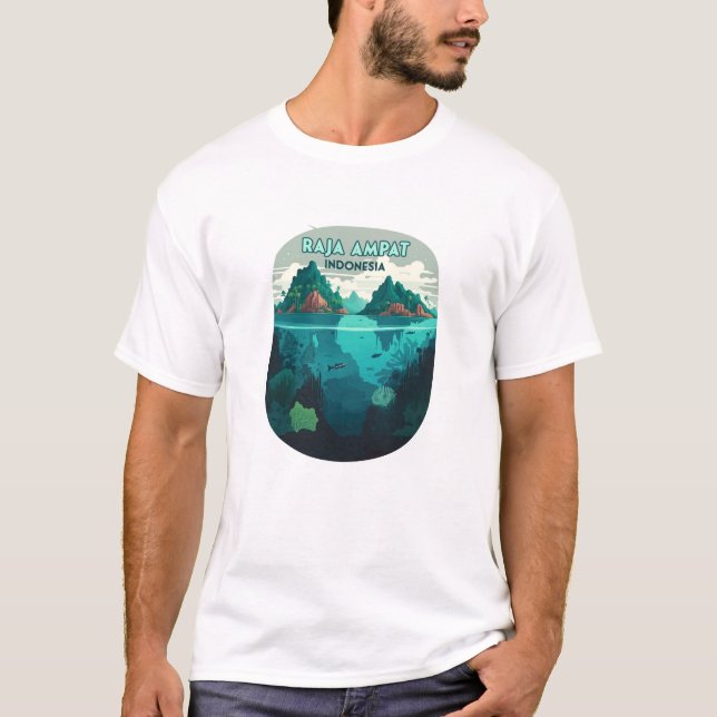 Raja Ampat Indonesia Underwater Scuba Retro T-Shirt (Vorderseite)
