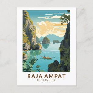 Raja Ampat Indonesien Boot Reise Kunst Vintage Postkarte