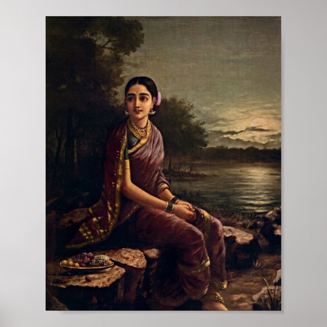 Raja Ravi Varma - Radha im Mondlicht Poster (Vorne)