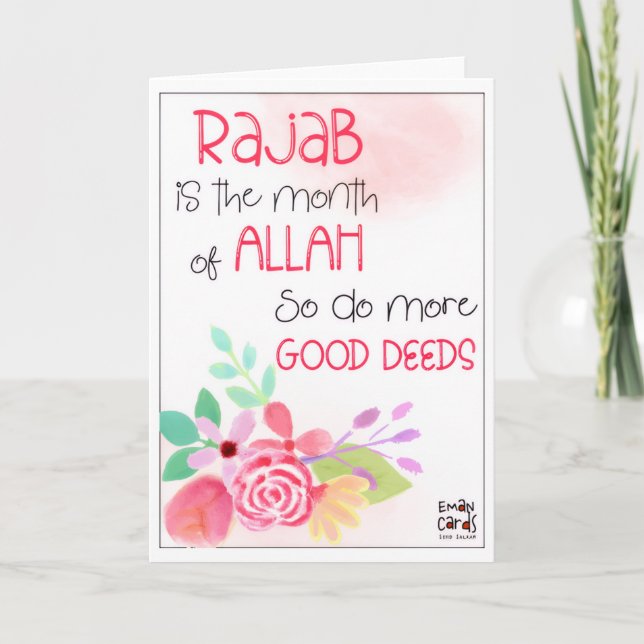 Rajab - Holy Month Blessings -Floral Design Karte (Vorderseite)