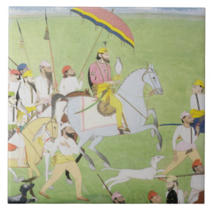 Rajah Dhian Singh (1796-1840) Jagd mit compani Fliese