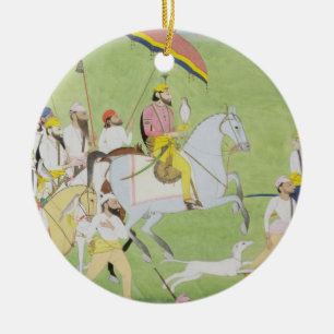 Rajah Dhian Singh (1796-1840) Jagd mit compani Keramikornament
