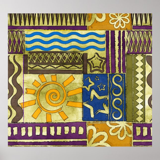 Rajasthan Indian, Patchwork-Teppich-Textur. Poster (Vorne)