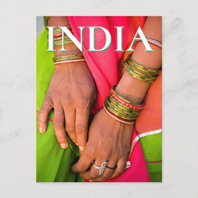 Rajasthan-Nah-up von Frauenhänden Postkarte (Vorderseite)