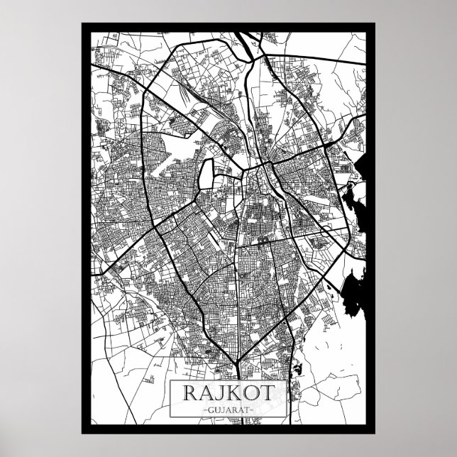 Rajkot Gujarat Stadtplan Poster (Vorne)