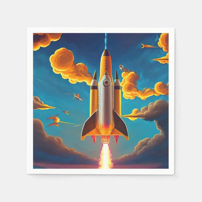 Rakete bei Sonnenuntergang Serviette (Vorderseite)
