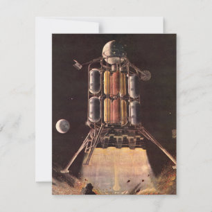 Rakete der Vintage-Science-Fiction startet vom Pla