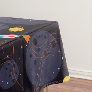 Rakete im Weltraum Tischdecke