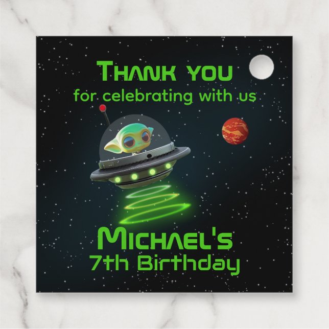 Rakete mit Foto | Birthday Astronaut Alien UFO Geschenkanhänger (Rückseite)