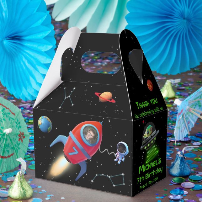 Rakete mit Foto | Geburtstag Alien UFO Astronaut Geschenkschachtel (Party)