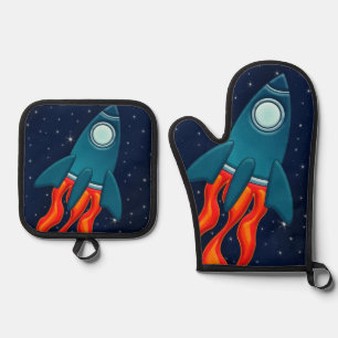 Rakete Ofenhandschuh & Topflappen-Set